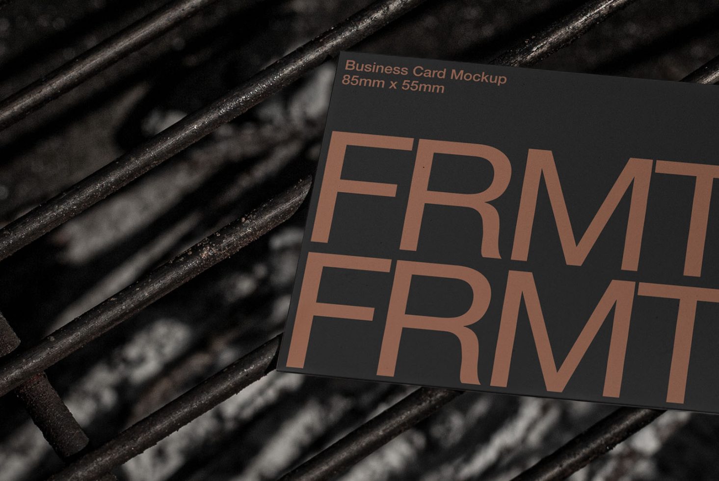 Business card mockup on textured metal surface showcasing modern typography design, ideal asset for graphic presentations.