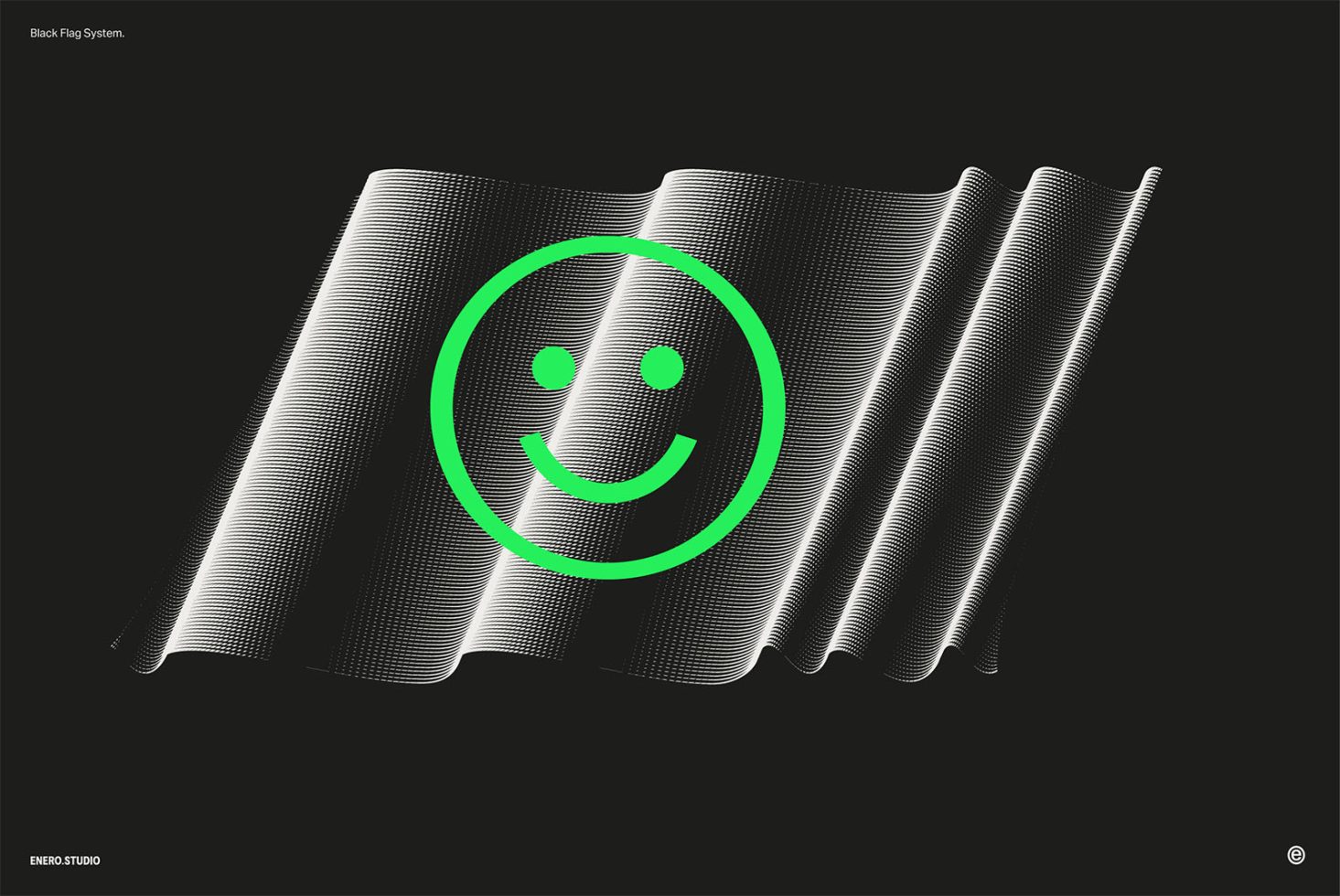 Creative wavy line texture with neon green smiley face overlay ideal for modern graphics, templates, and animation designs by designers.