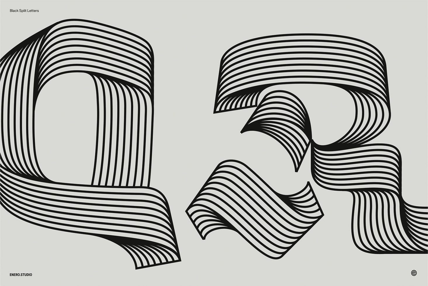 Abstract striped lettering vector design, modern black and white font graphics, creative alphabet art for logo, poster, and branding designers.