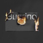 Creative paper burn effect mockup with dynamic flames and editable text for showcasing typography or logo designs on a dark background.