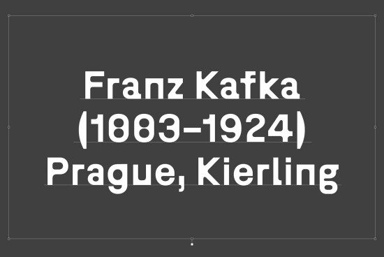 Minimalist bold font design featuring the text Franz Kafka with birth and death years, ideal for typographic elements in posters.