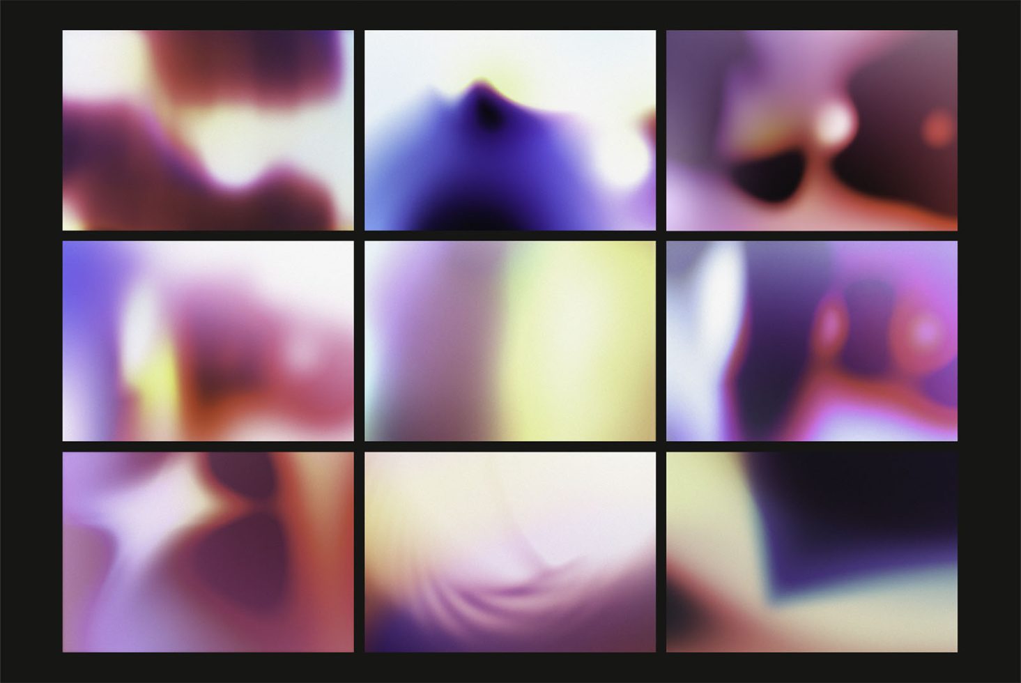 Abstract blurred images in a nine-grid layout, suitable for backgrounds, textures, or overlay effects for graphic design projects.