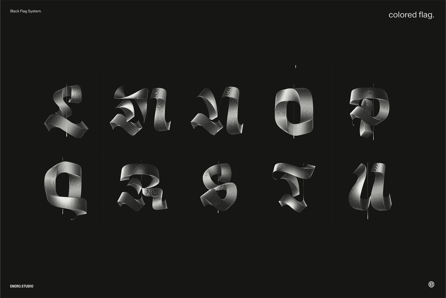 3D ribbon-style font design showcasing dynamic, flowing characters on a dark background, suitable for designers seeking unique typography assets.