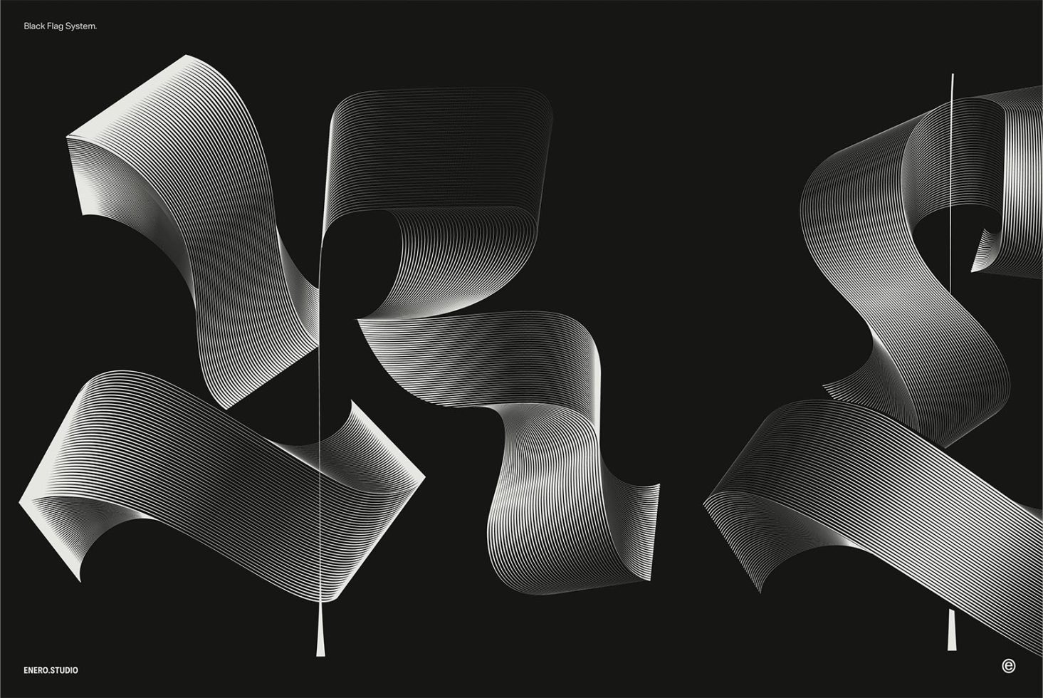 Abstract black and white dynamic ribbon waveforms with fine line detail, ideal for unique graphics, modern designs, and creative templates.