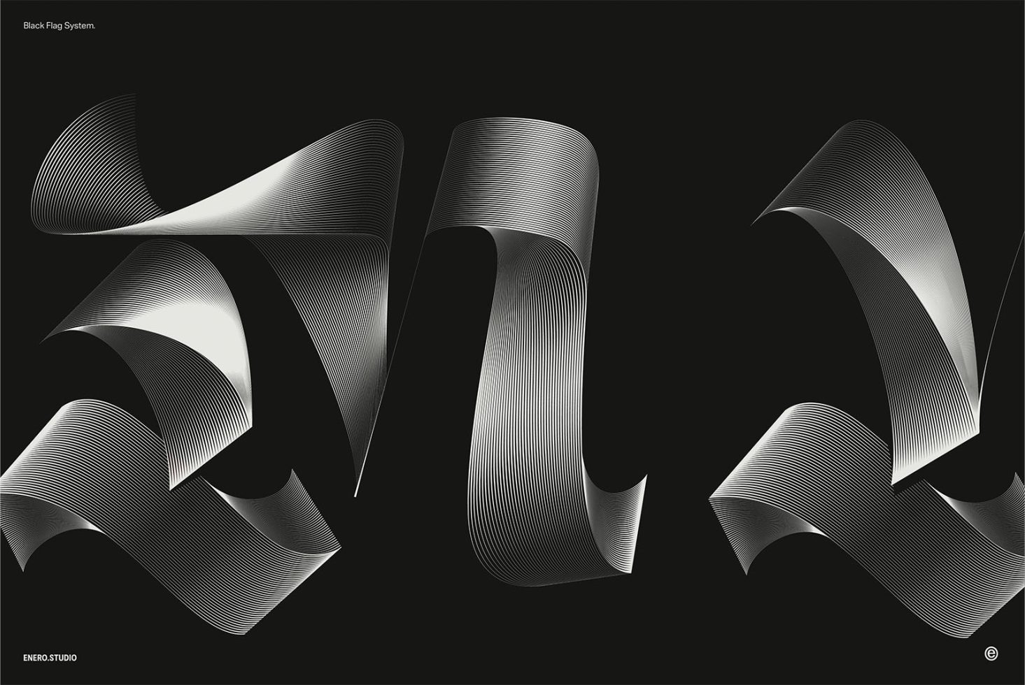 Abstract black and white digital graphic design with smooth wavy lines creating dynamic forms, vector illustration, modern art for creative projects.