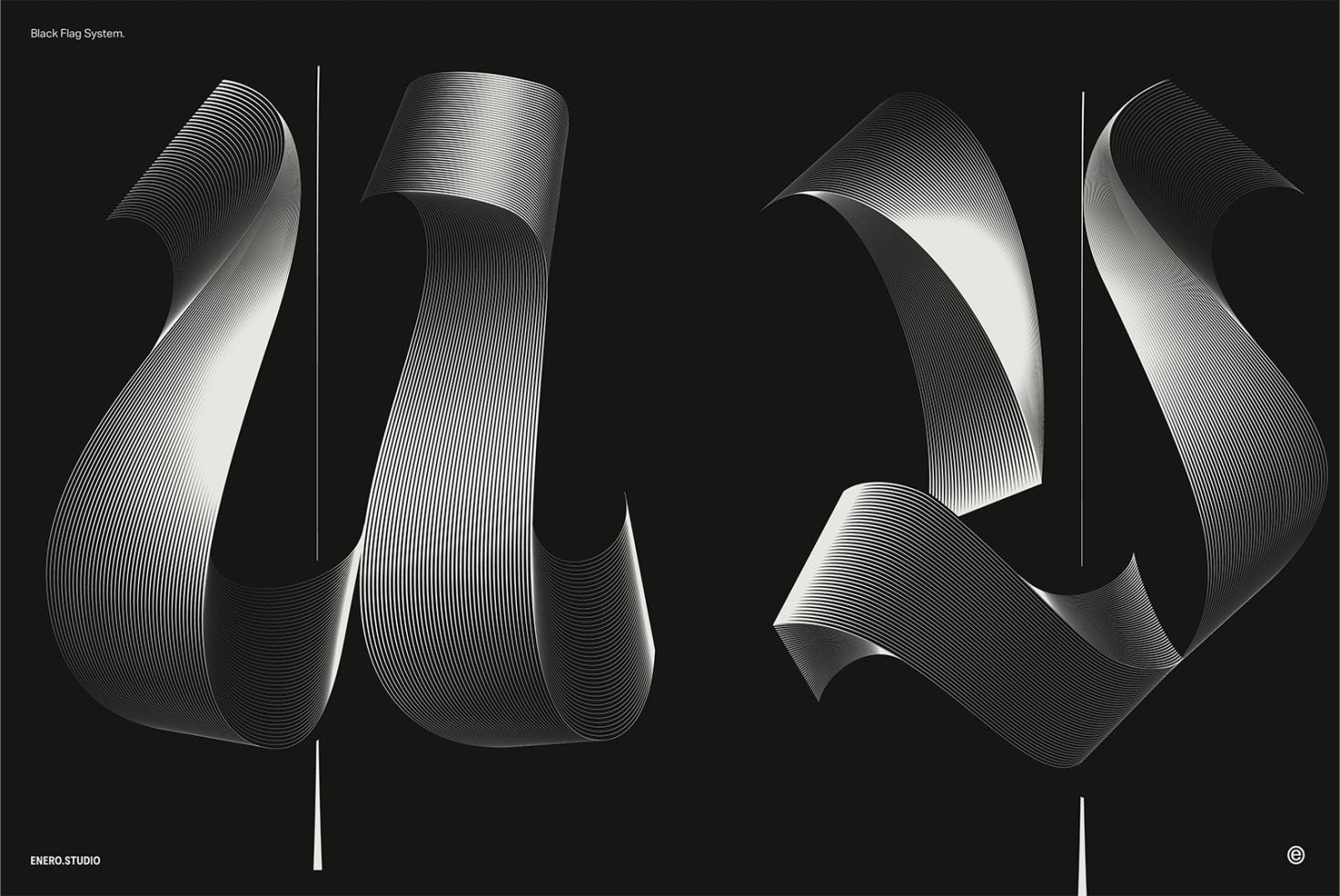 Abstract black and white ribbon graphics with a smooth, flowing design, suitable for use in mockups, backgrounds, or design elements.