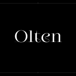 Elegant serif typeface Olten displayed on a black background, ideal for graphic design and print templates.