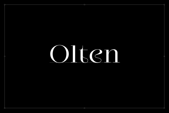 Elegant serif typeface Olten displayed on a black background, ideal for graphic design and print templates.