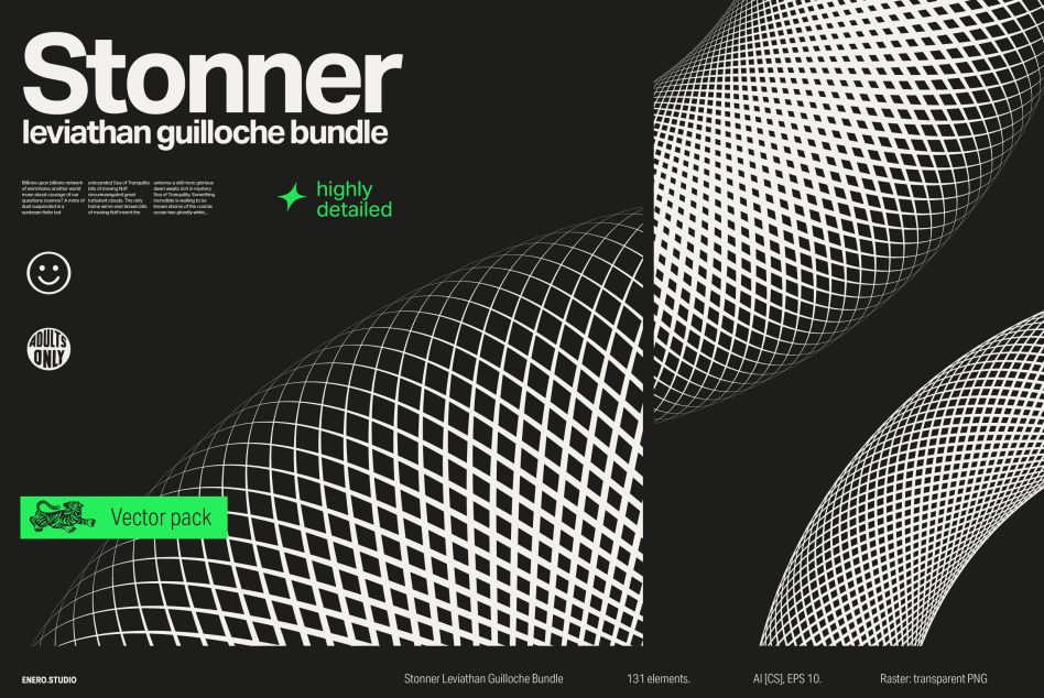 Stonner leviathan guilloche bundle vector pack 131 elements highly detailed
