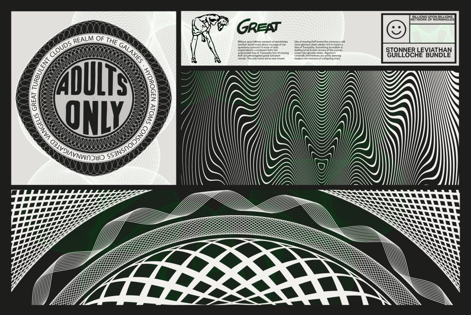 Adults only circular seal wavy pattern texture layout composition poster mockup