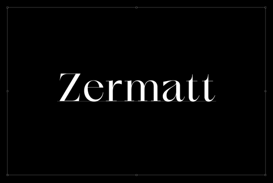 Elegant serif font Zermatt displayed on black background, ideal for graphic design, typography, print, and digital art projects.