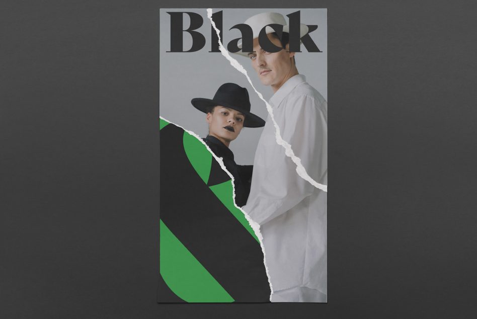 Creative magazine cover mockup featuring two models, trendy typography, and a torn paper effect on a dark background, suitable for design presentations.