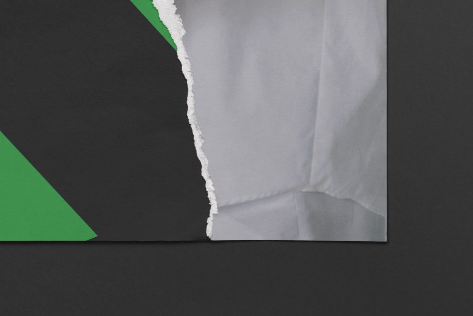 Creative paper tear mockup on a tricolor background for graphic design presentations, showcasing a modern and artistic layout for digital assets.