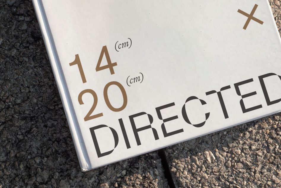 White card mockup on concrete showing measurement dimensions