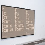 Modern typography poster mockup displayed in a gallery setting ideal for showcasing font designs and graphic templates.