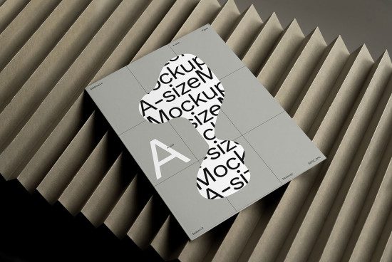 A4 paper mockup on corrugated cardboard background for showcasing design portfolio, presentations, and graphics in a stylish way.