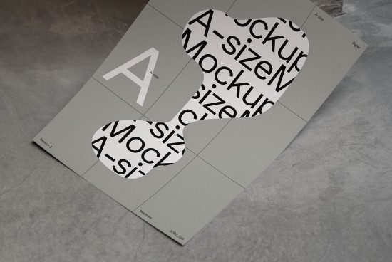 Stylish paper mockup with typographic design, excellent for font presentations and graphic design portfolio work.