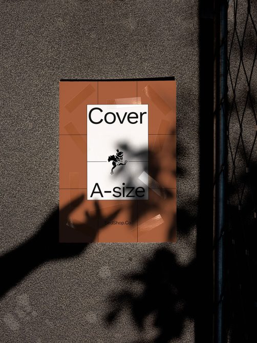 Poster mockup attached to a textured wall with shadows, ideal for presenting graphic designs and fonts in a realistic setting.