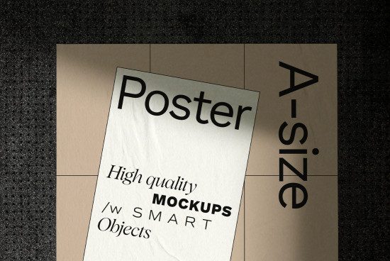 Poster mockup with smart objects on textured background, ideal for designers to showcase work, high quality, editable graphics template.