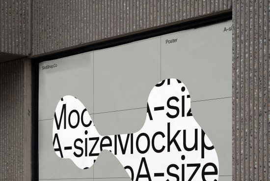 Urban outdoor poster mockup on a modern building facade for designers to showcase advertising graphics in a realistic setting.