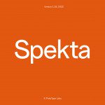 Bold white text Spekta on orange background, modern font design, version text in corner, ideal for branding, typography, and logo mockups.