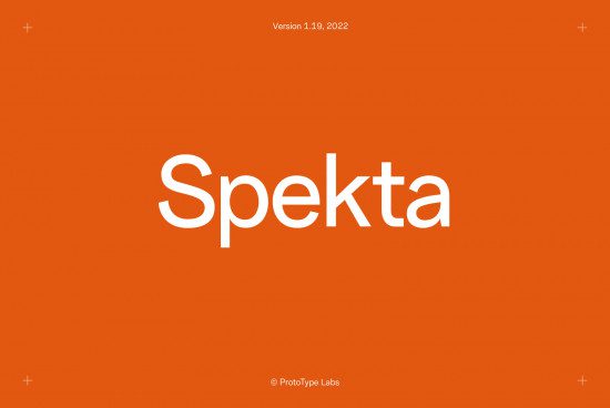 Bold white text Spekta on orange background, modern font design, version text in corner, ideal for branding, typography, and logo mockups.