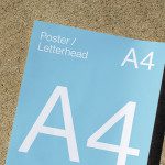 A4 poster letterhead mockup on textured background for graphic design presentations, showcasing print layout, template.