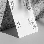 Modern business card mockup leaning against textured wall in monochrome, showcasing clean design and elegant typography ideal for presentations.