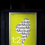 Urban poster mockup on a bright yellow background with bold typography, ideal for designers to showcase graphic work in a realistic setting.