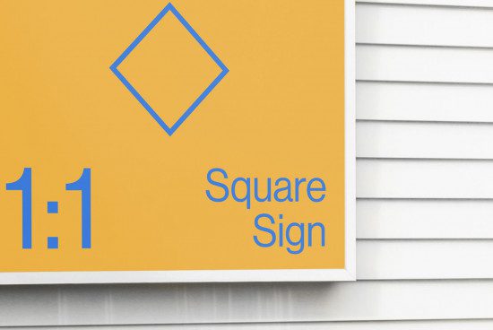 Mockup of a square sign on a storefront with an editable design for showcasing branding and logo designs, in a realistic setting.