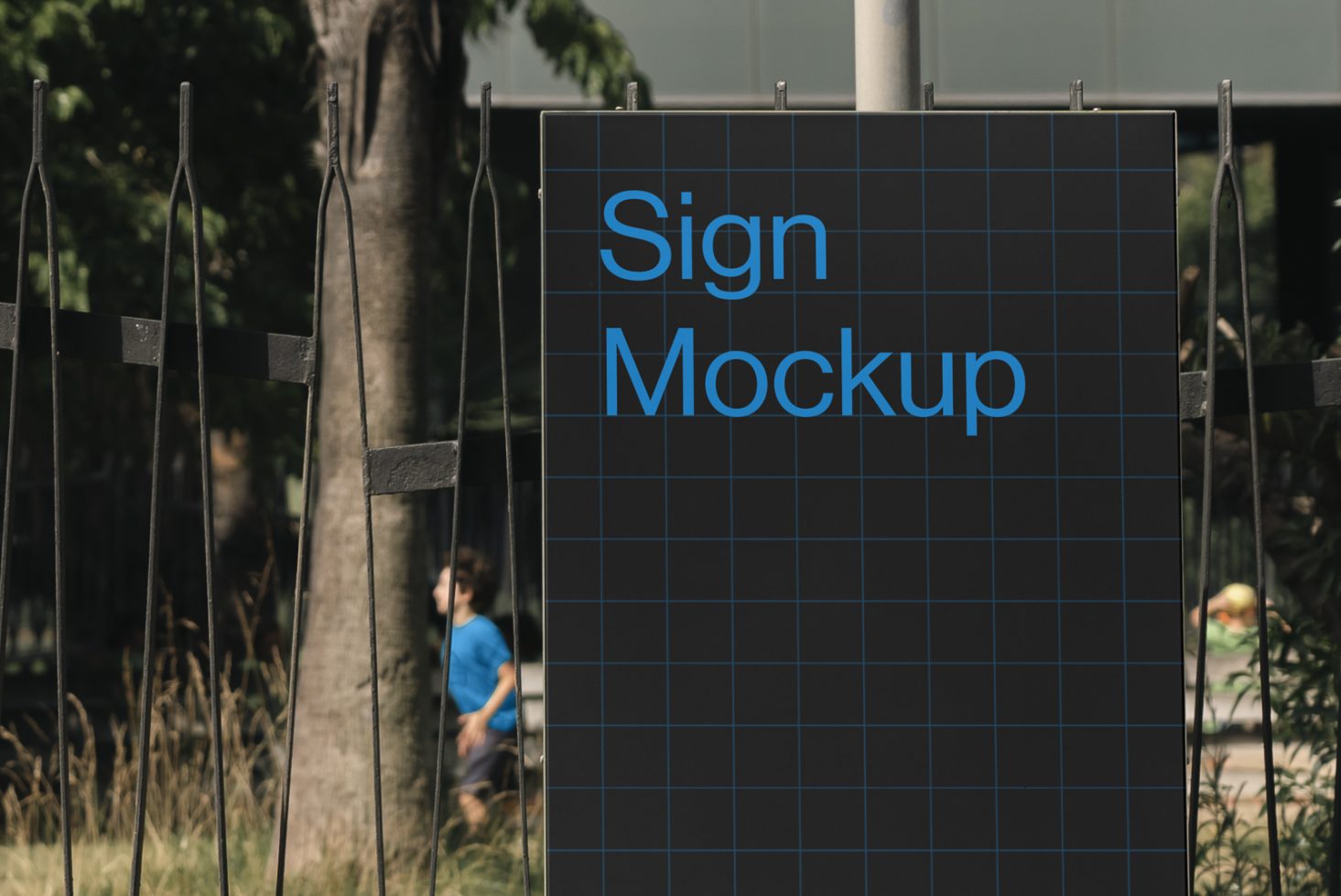 Outdoor street sign mockup in urban setting for designers to showcase branding, suitable for Mockups category, editable PSD.