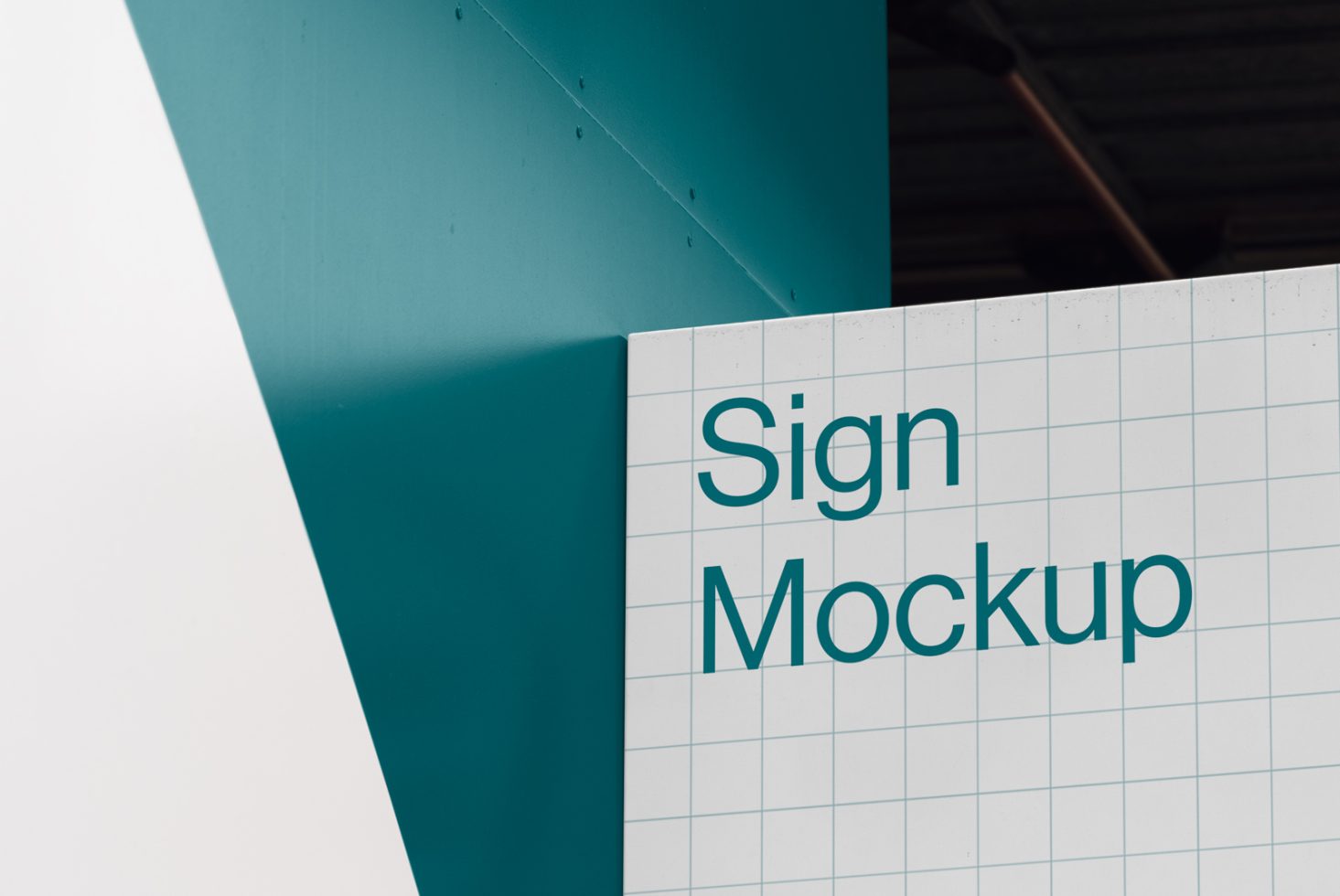 Professional sign mockup with grid overlay in an urban setting ideal for brand presentation graphic design and advertising mockups.