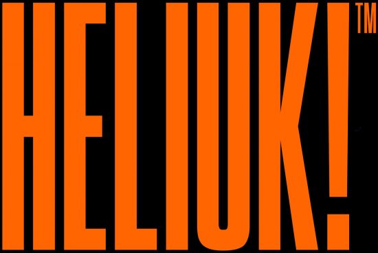 Bold orange font design with HELUK text, ideal for logos, headers, eye-catching graphics, modern typography, and brand identity.