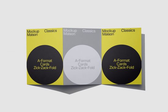 Professional Zick-Zack fold brochure mockup with customizable design, perfect for presentations, graphic design showcase, and portfolio display.