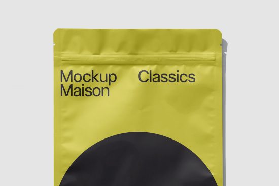 Yellow packaging mockup with resealable zipper for product design, editable template for designers in the Mockups category.