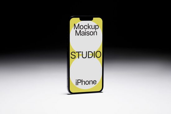 Smartphone mockup with editable screen on dark background for app design presentation. Modern mobile mockup template for designers.