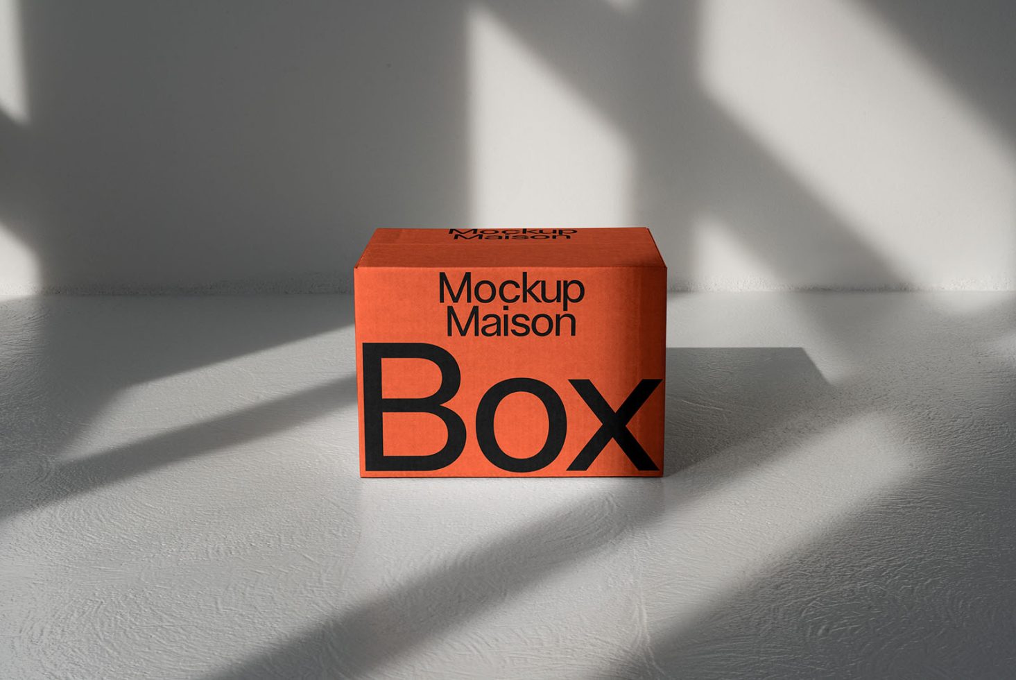 Orange product box mockup in sunlight with shadow design, perfect for presentations, packaging design display, and graphic asset.