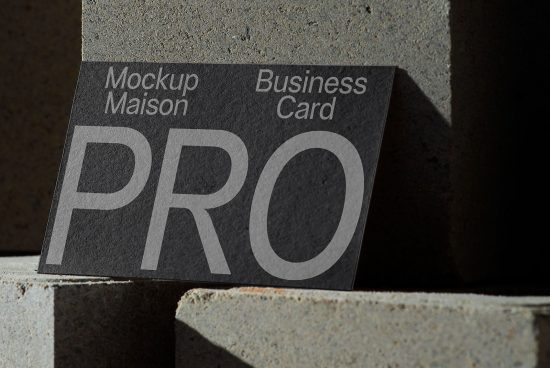 Professional business card mockup in natural light, showcasing modern design, perfect for presentations, graphic design assets.