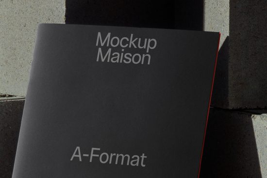 Elegant A-Format mockup book cover design with shadow overlays in natural lighting, perfect for presentations and portfolio display.