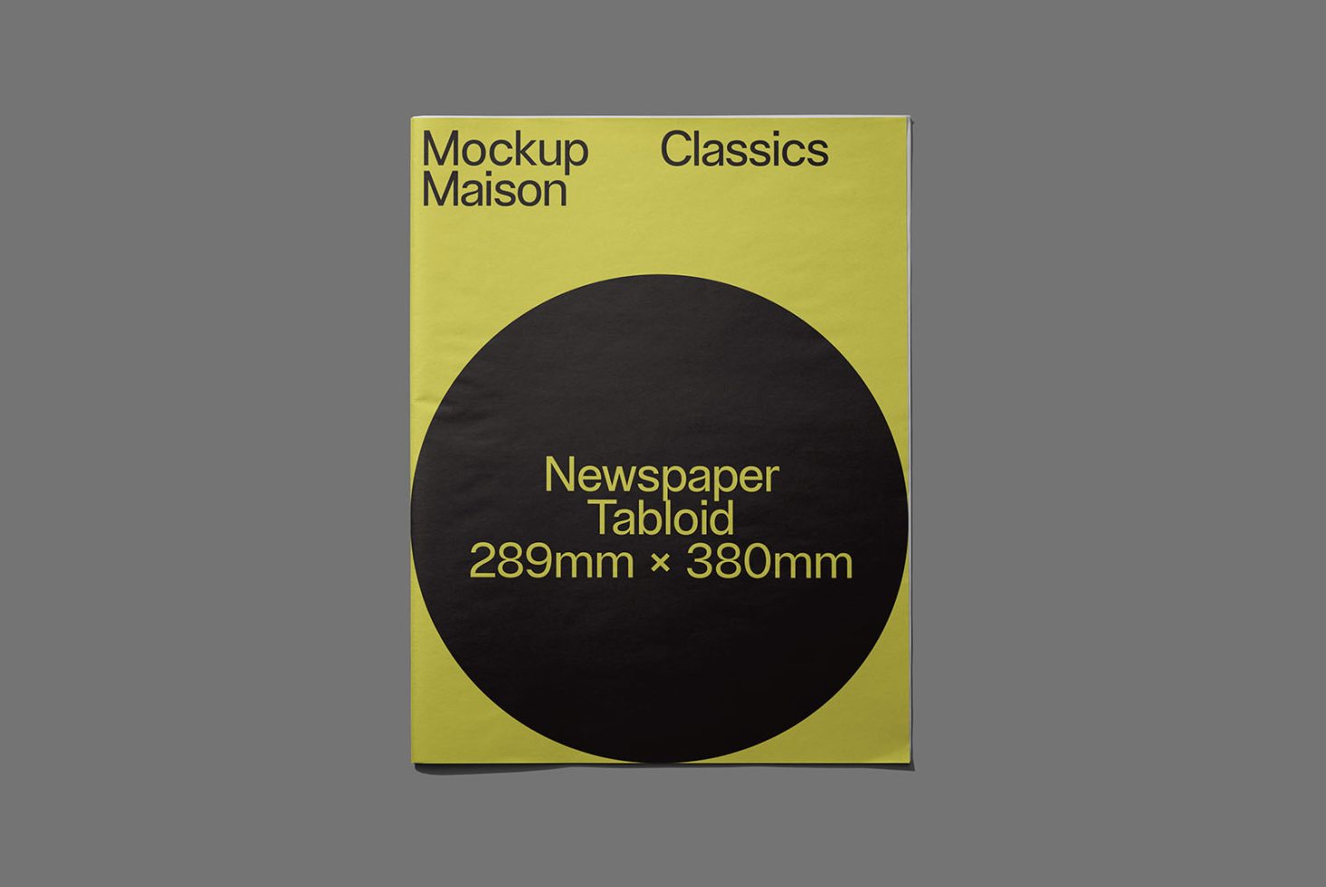 Tabloid newspaper mockup design presented in contemporary style with yellow cover and bold typography, ideal for media, print, and design projects.