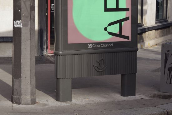 Urban billboard mockup on a street for outdoor advertising graphic design presentations.