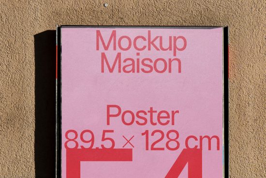 Poster mockup design displayed on outdoor signage with pink background and bold typography for graphic designer assets.