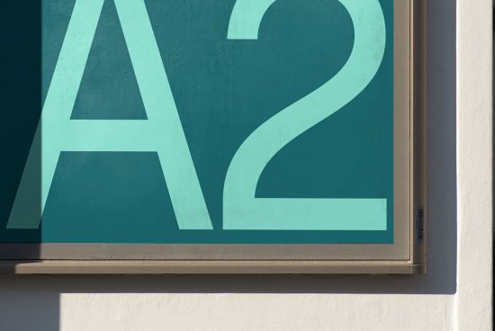 Close-up of bold A2 font design on signage with shadows, suitable for graphic design, typography inspiration, and font mockups.