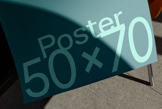 Mockup poster design featuring minimalist typography 50x70 template with shadow play for graphic and print designers.