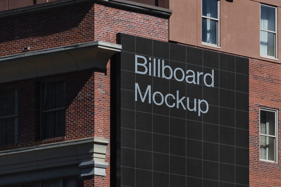 Outdoor billboard mockup on a building's facade, perfect for realistic advertising presentations and urban design mockups.