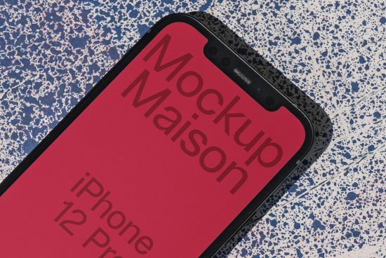 Smartphone screen mockup on a textured background, ideal for presenting app designs and mobile interface projects for designers.