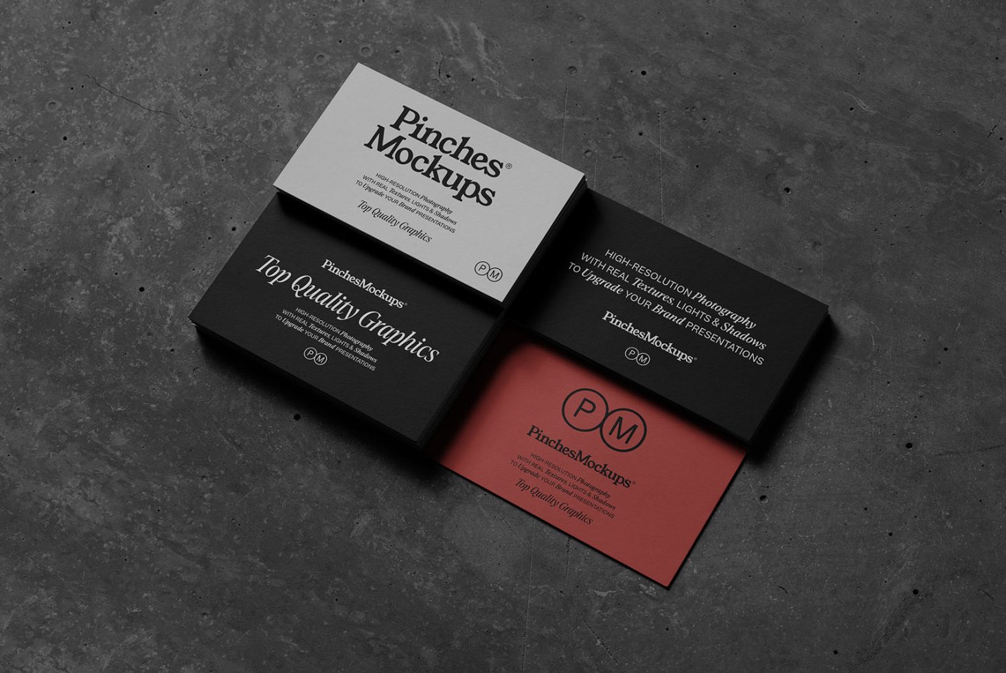 Business card mockup on dark textured background, showcasing design versatility, ideal for branding presentations by designers.