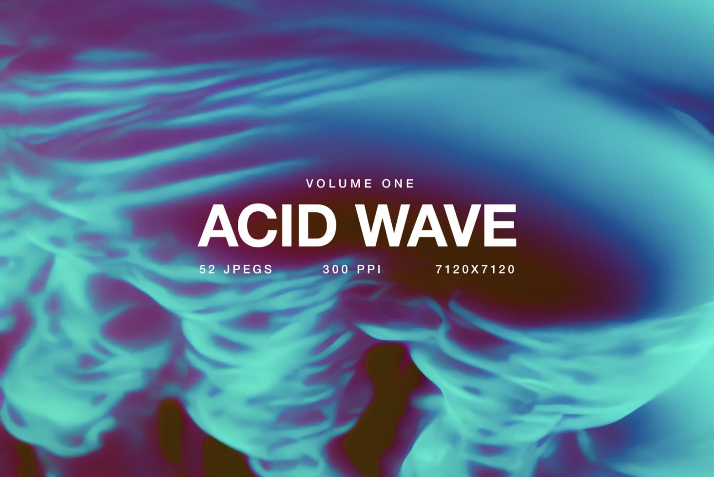 Abstract Acid Wave Graphics Pack, 52 JPEGs, 300 DPI, high-resolution 7120x7120, ideal for designers creating vibrant backgrounds or print materials.