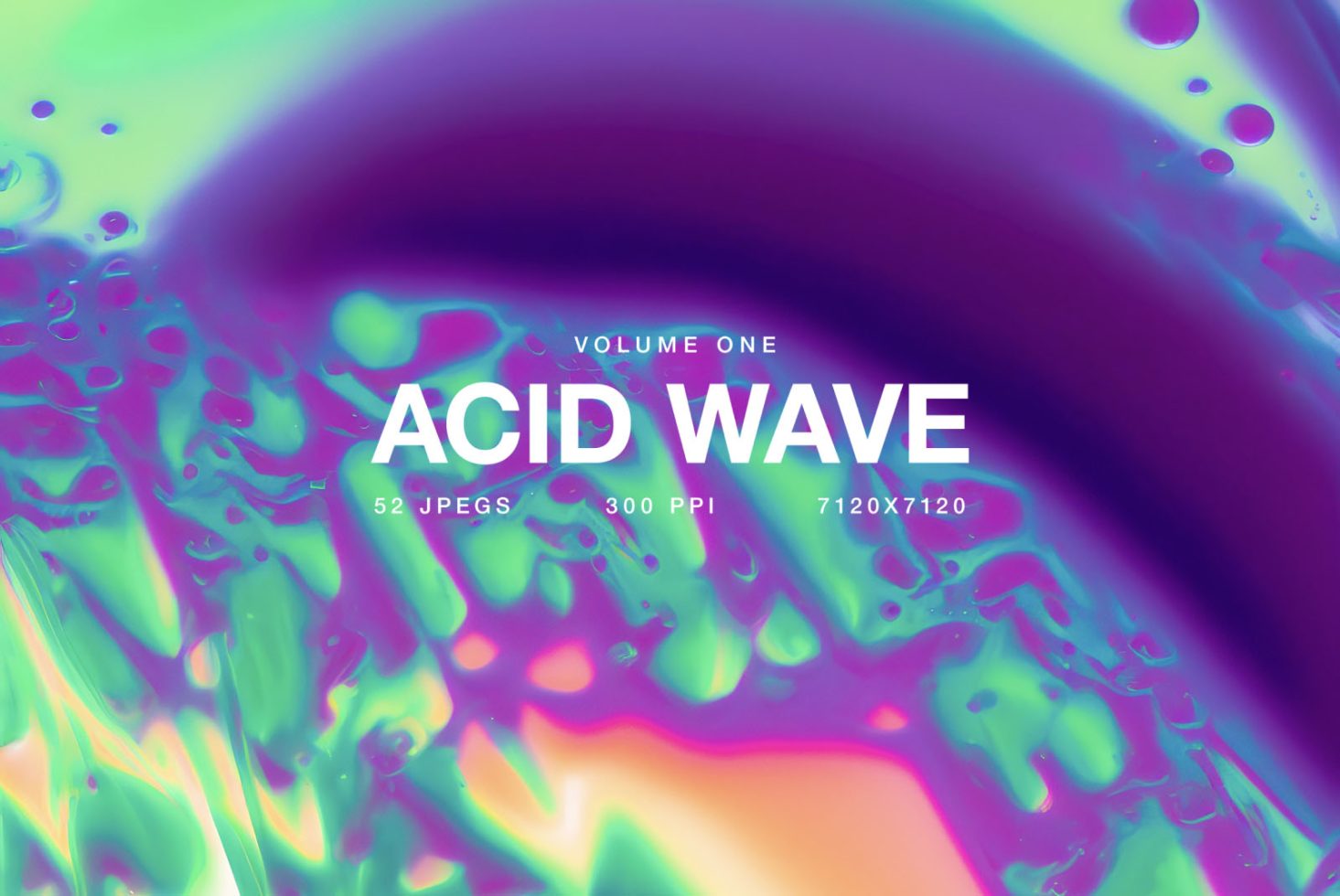 Vibrant Acid Wave Graphics Pack, 52 JPEGs at 300 PPI, ideal for Designers seeking psychedelic abstract backgrounds for Mockups or Graphic Templates.