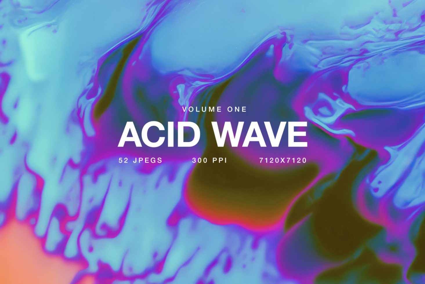 Vibrant Acid Wave graphic pack with 52 high-res JPEG images, 300 PPI, perfect for designers to use in colorful templates and designs.